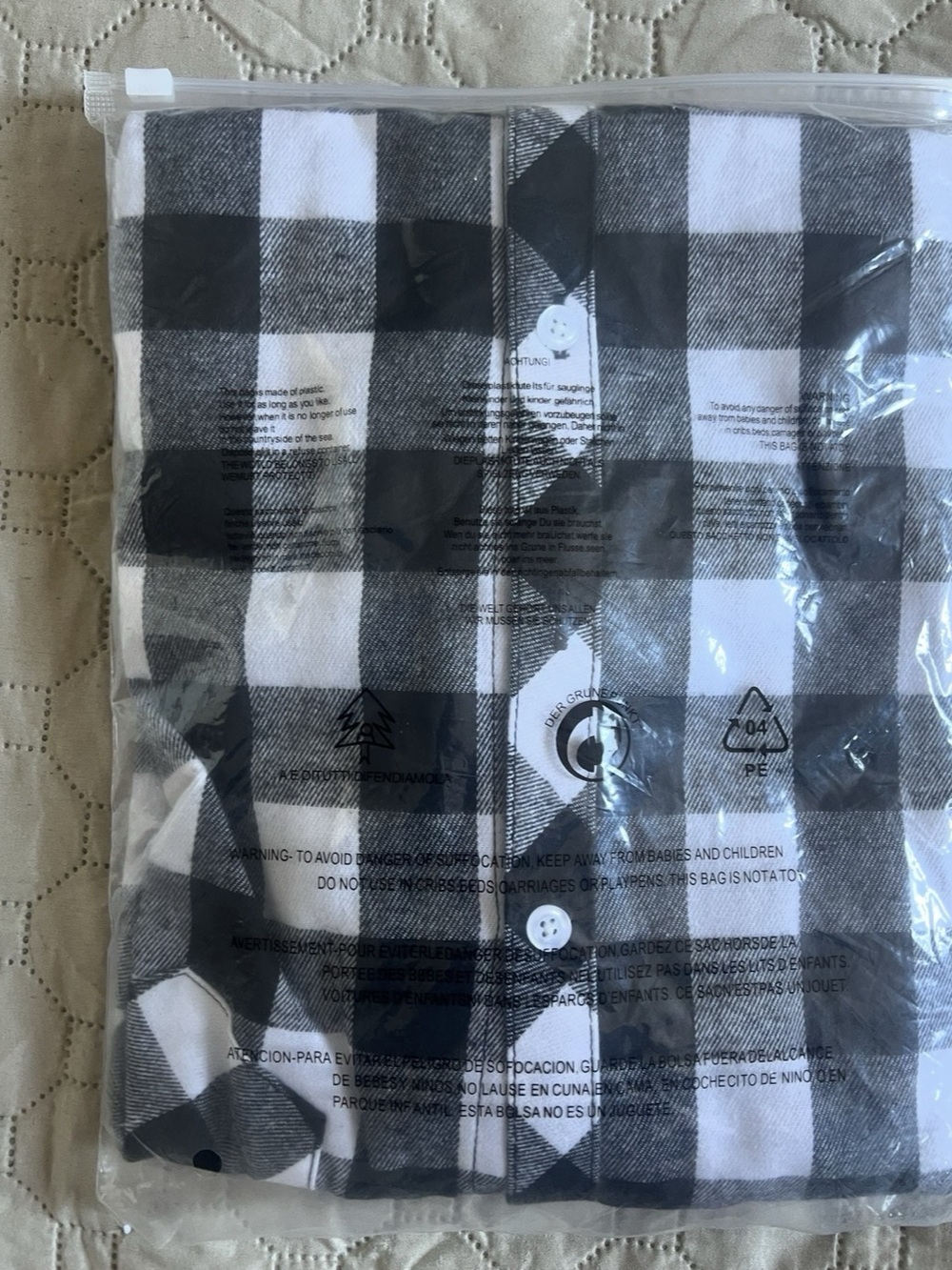 New size S SANGTREE Womens Flannel Shirt Long Sleeve Button up Plaid black white - Picture 5 of 5